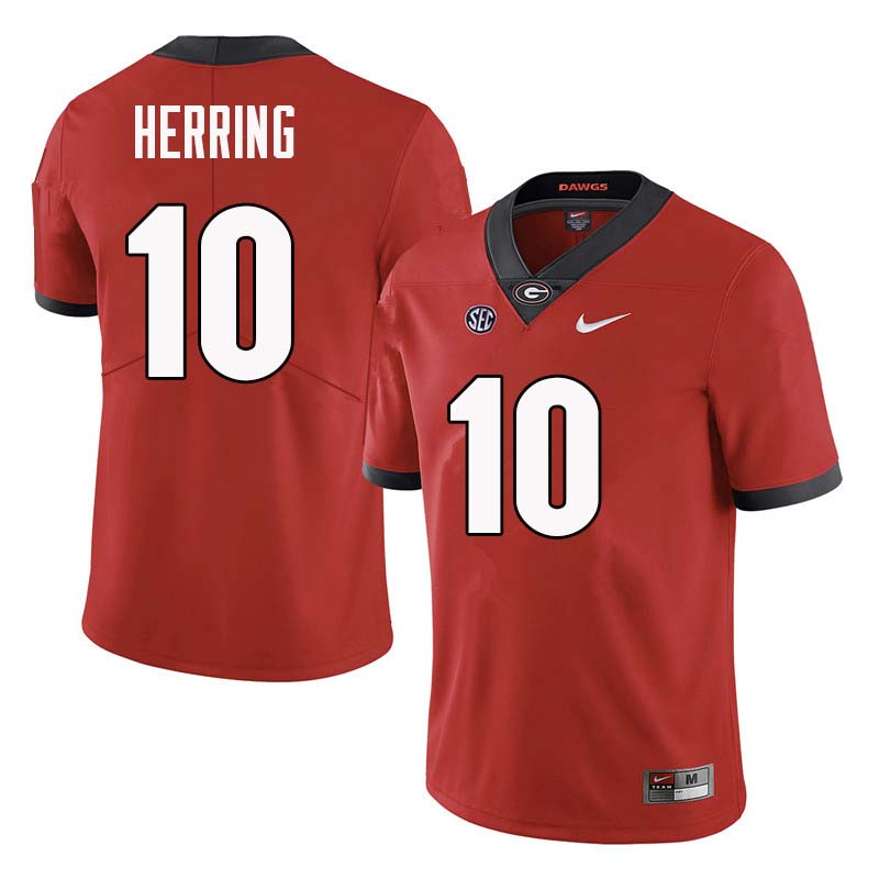 Men Georgia Bulldogs #10 Malik Herring College Football Jerseys Sale-Red - Click Image to Close